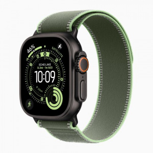 Apple Watch Ultra 3 49mm Charcoal Trail Loop - Black Titanium Case with Green/Neon Trail Loop