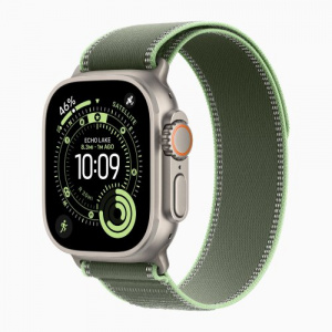 Apple Watch Ultra 3 49mm Charcoal Trail Loop - Titanium Case with Green/Neon Trail Loop